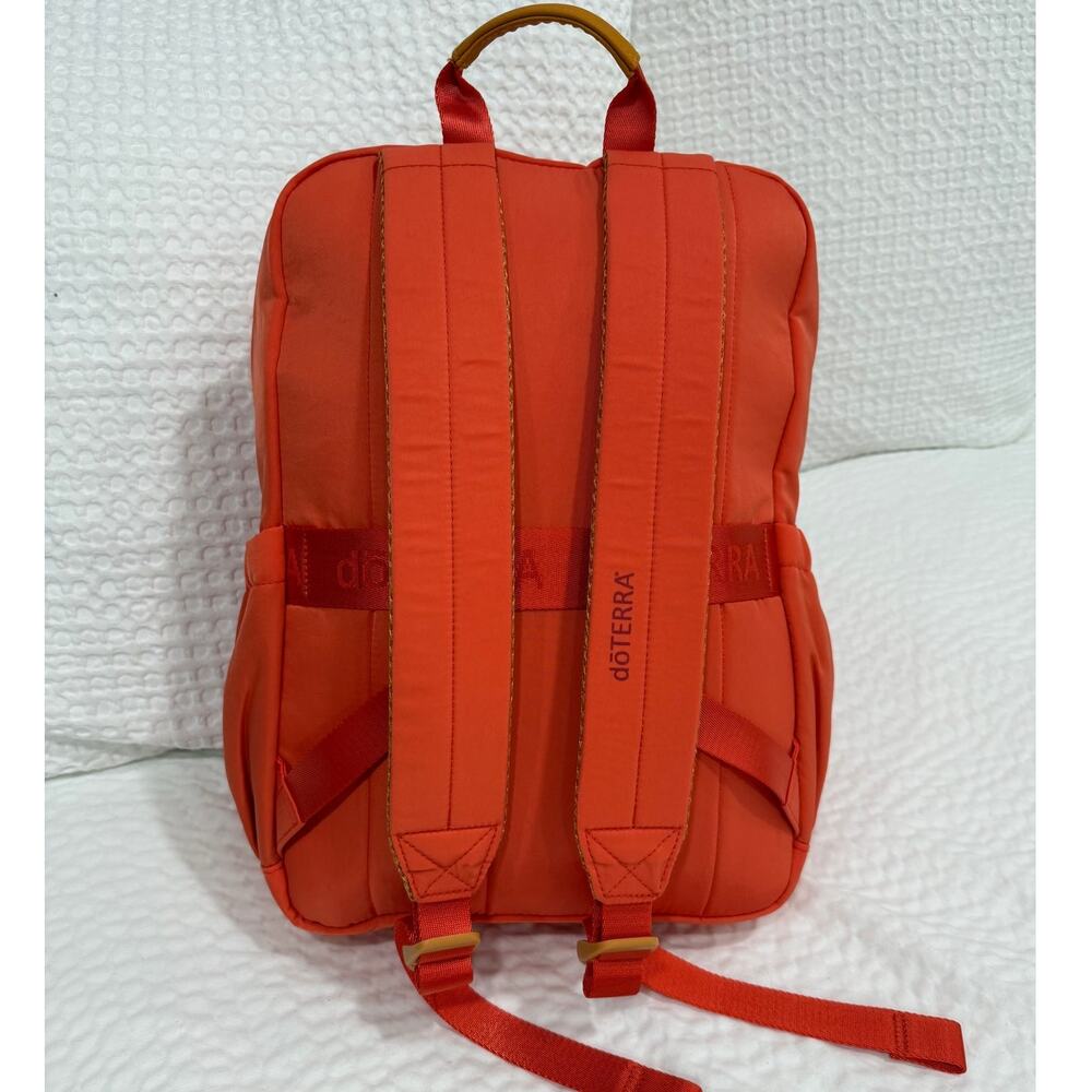 doTERRA Hot Orange Nylon Backpack Travel Daypack School Work Laptop Carryall Bag - Picture 2 of 14